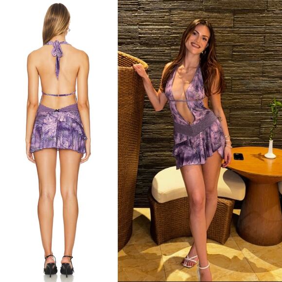 I.AM.GIA | Astora Mini Dress in Purple Y2K Fairy Bling Backless XL - Picture 3 of 13